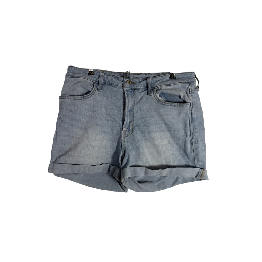 Old Navy High Rise Wow Jean Shorts Womens Size 14 Denim Rolled Cuff Blue Stretch